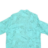 MAYON Womens Blue Printed Shirt Short Sleeve Collared L Lightweight Casual