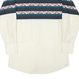 CORRAL WEST Mens White & Blue Patterned Western Shirt M Cotton Blend Casual