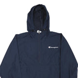 CHAMPION Mens Navy Blue Lightweight Zip Hooded Jacket L Polyester Blend Pullover