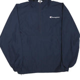CHAMPION Mens Navy Blue Lightweight Zip Hooded Jacket L Polyester Blend Pullover