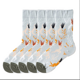Anyfootwear 5 Pairs Size 5-9 Women Fashion Crew Socks Combed Cotton Abstract Human Figure Oil Painting Print Colorful Novelty Funny Casual Christmas Gift