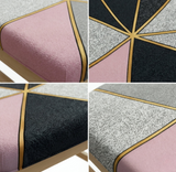 Anyseat Grey and Pink with Gold Linear Print Chair Cover – Stretch Washable Removable Seat Cover for Dining & Kitchen