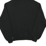 CHAMPION Mens Black Pullover Hoodie M Cotton Blend Drawstring Pocket