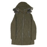 NAUTICA Womens Green Quilted Long Sleeve Zip Jacket S Polyester Blend Warm