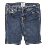 LA IDOL Womens Denim Blue Casual Slim M W32 Embellished Stitch Shorts