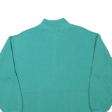 CHINA WEAR Mens Green Half Button Sweatshirt M Quilted Sleeve Detail Cotton