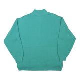 CHINA WEAR Mens Green Half Button Sweatshirt M Quilted Sleeve Detail Cotton