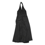 VICKY VALERE Womens Black Sparkle Halter Midi Dress Polyester Blend XS Elegant