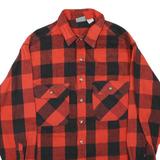 OZARK WILDERNESS Mens Red & Black Check Shirt L Button Front Casual Lumberjack
