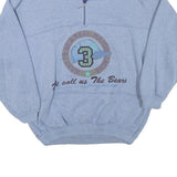 Mens Blue Cotton Blend Sweatshirt M The Bears Baseball Graphic 1/4 Zip Pullover