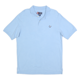 CHAPS Mens Blue Polo Shirt M Cotton Blend Short Sleeve Plain Classic Comfort