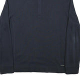 CALVIN KLEIN Mens Navy Blue Plain Cotton Blend Pullover Jumper M Half Zip