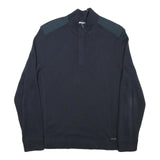 CALVIN KLEIN Mens Navy Blue Plain Cotton Blend Pullover Jumper M Half Zip