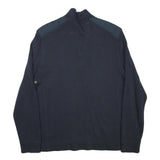 CALVIN KLEIN Mens Navy Blue Plain Cotton Blend Pullover Jumper M Half Zip