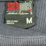 Southpole Waffle Knit Long Sleeve T-Shirt - Medium Navy Cotton