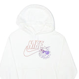 NIKE Mens White Hoodie S Cotton Blend Pullover Drawstring Pocket Casual