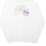 NIKE Mens White Hoodie S Cotton Blend Pullover Drawstring Pocket Casual