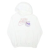NIKE Mens White Hoodie S Cotton Blend Pullover Drawstring Pocket Casual
