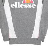 ELLESSE Womens Grey Sweatshirt Cotton Blend Crew Neck UK 10 Logo Print Casual