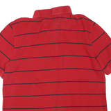NAUTICA Mens Red & Navy Striped Short Sleeve Polo Shirt L Classic Cotton Blend