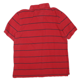 NAUTICA Mens Red & Navy Striped Short Sleeve Polo Shirt L Classic Cotton Blend