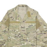 Mens Beige & Green Camouflage Military Style Button Jacket M Cotton Blend