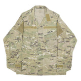 Mens Beige & Green Camouflage Military Style Button Jacket M Cotton Blend