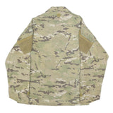 Mens Beige & Green Camouflage Military Style Button Jacket M Cotton Blend
