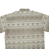 Mens Beige Pattern Shirt L Cotton Blend Casual Lightweight Summer Button