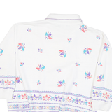 BLAST Womens White Floral Print Collared S Cotton Blend Sweatshirt