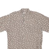 BERTONE Mens Beige & White Polka Dot Shirt XL Short Sleeve Button Polyester