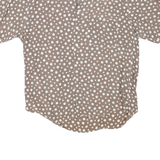 BERTONE Mens Beige & White Polka Dot Shirt XL Short Sleeve Button Polyester
