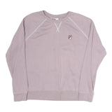 FILA Womens Pink XL Crew Neck Cotton Sweatshirt Logo Patch Casual Pullover