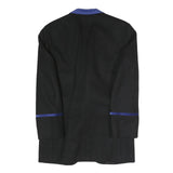 Mens Black & Blue Classic Button Jacket L Polyester Blend Plain