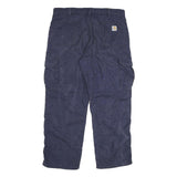 CARHARTT Mens Cotton Blend Navy Relaxed Cargo Trousers W38 L30 Workwear Zip