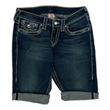True Religion Contrast Stitch Denim Shorts - 28W US 2 Dark Wash Denim
