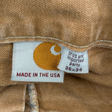 Carhartt Double Knee Carpenter Pants - 36W 34L Brown Cotton