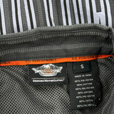 Harley Davidson Striped Short Sleeve Shirt - Small Black Polyester