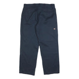 DICKIES Mens Cotton Blend Navy Loose Straight Trousers W40 L32 Workwear Zip