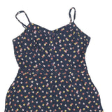 SUPERDRY Womens Navy Blue Floral Playsuit M Cotton Blend Summer Casual