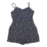 SUPERDRY Womens Navy Blue Floral Playsuit M Cotton Blend Summer Casual