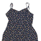 SUPERDRY Womens Navy Blue Floral Playsuit M Cotton Blend Summer Casual