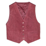 Mens Burgundy Waistcoat Button Closure Polyester Blend M Plain Classic Vest