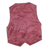 Mens Burgundy Waistcoat Button Closure Polyester Blend M Plain Classic Vest