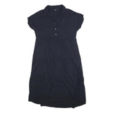 TOMMY HILFIGER Womens Navy Blue Day Cotton Blend Shirt Dress L Polo Casual