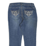 FADED GLORY Womens Regular Fit Blue Denim Jeans W36 L27 Embroidered Pocket