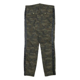 MASONS Womens Cotton Blend Green Slim Straight Trousers W31 L30 Studded Sides