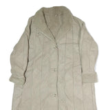 Womens Beige Leather Button Jacket XL Woven Plain Warm Long Sleeve Winter