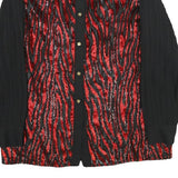 LES POISSONS Womens Red & Black Printed Shirt S Long Sleeve Button Polyester