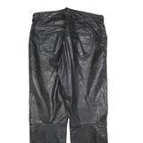 DAINESE Mens Leather Black Regular Fit Straight Leg Trousers W32 L30 Stylish